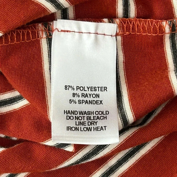 LULU’s City Girl Rust Red Striped Long Sleeve Crop Top - Picture 7 of 7